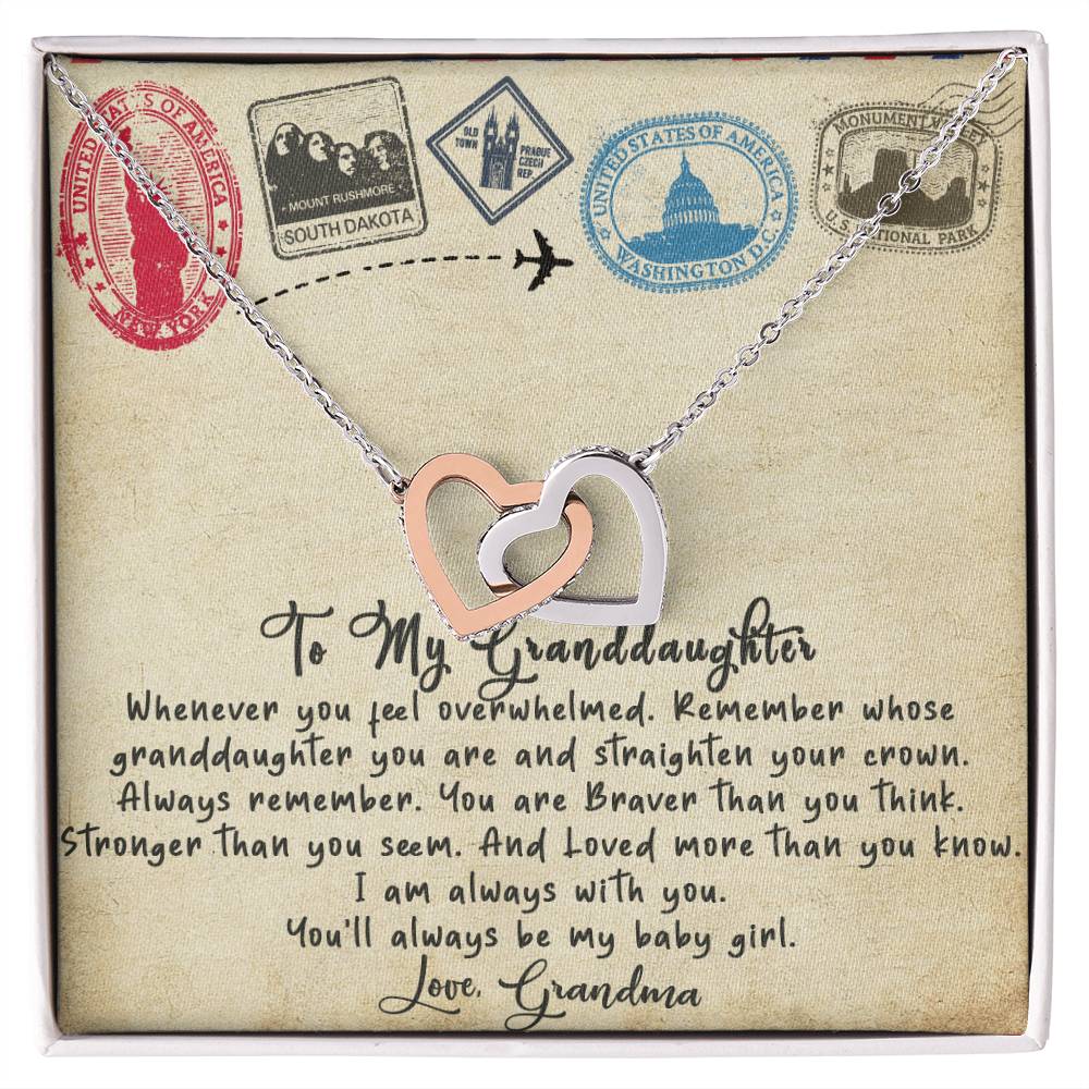 To My Granddaughter Interlocking Hearts Necklace Message Card