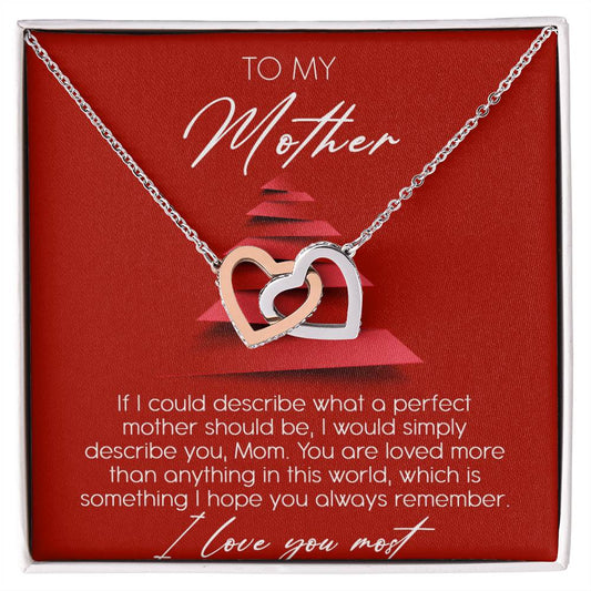 To My Mother Interlocking Hearts Necklace Message Card