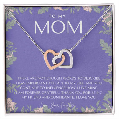 To My Mom Necklace Mom Gift Mother’S Day Gift Birthday Gift For Mom Gift From Daughter For Mom Necklace For Mom Gift For Mom Interlocking Hearts Necklace