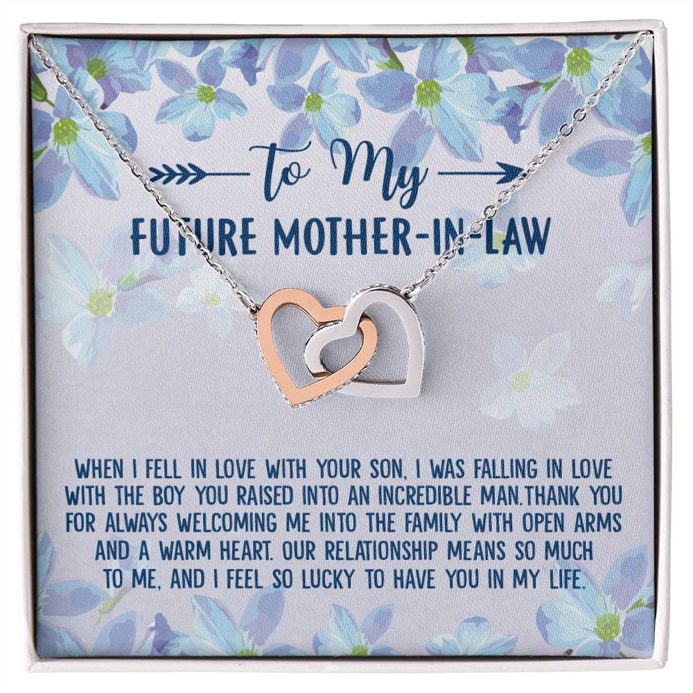 To My Future Mother-In-Law Gift For Birthday Anniversary Or Any Occasion Interlocking Hearts Necklace