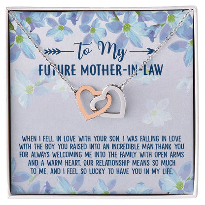 To My Future Mother-In-Law Gift For Birthday Anniversary Or Any Occasion Interlocking Hearts Necklace