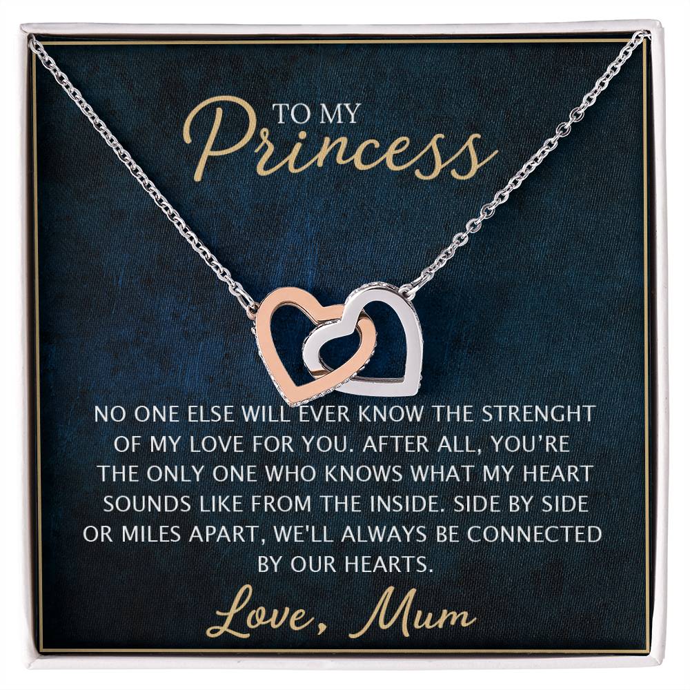 To My Daughter - Unique Heart Bonding Necklace Gift Set Interlocking Hearts Necklace