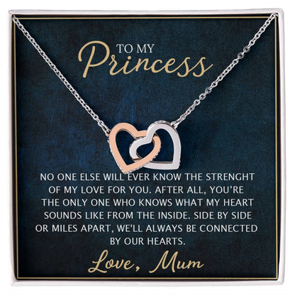 To My Daughter - Unique Heart Bonding Necklace Gift Set Interlocking Hearts Necklace