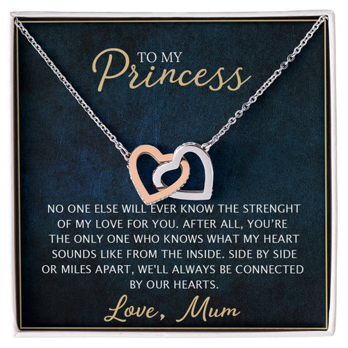 To My Daughter - Unique Heart Bonding Necklace Gift Set Interlocking Hearts Necklace