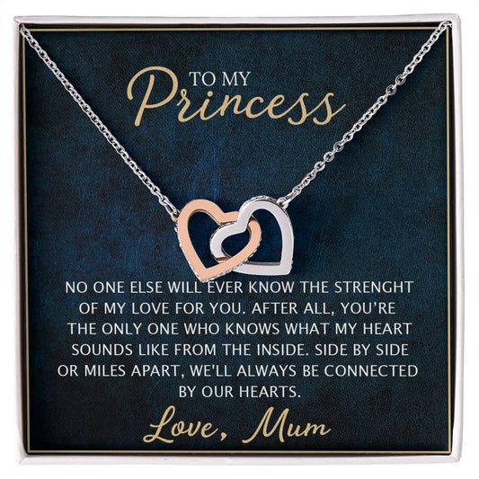 To My Daughter - Unique Heart Bonding Necklace Gift Set Interlocking Hearts Necklace