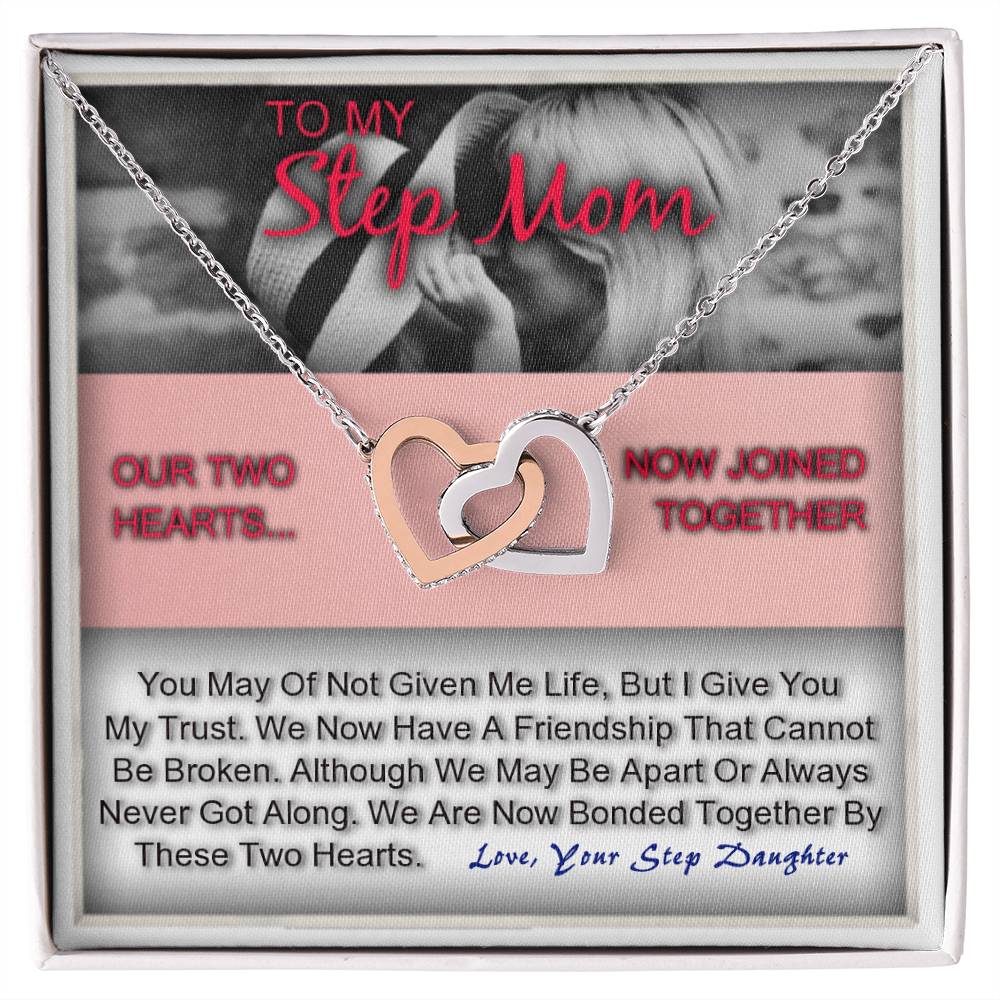 Step Mom Gift For Her To My Bonus Mother Heart Necklace Interlocking Hearts Necklace