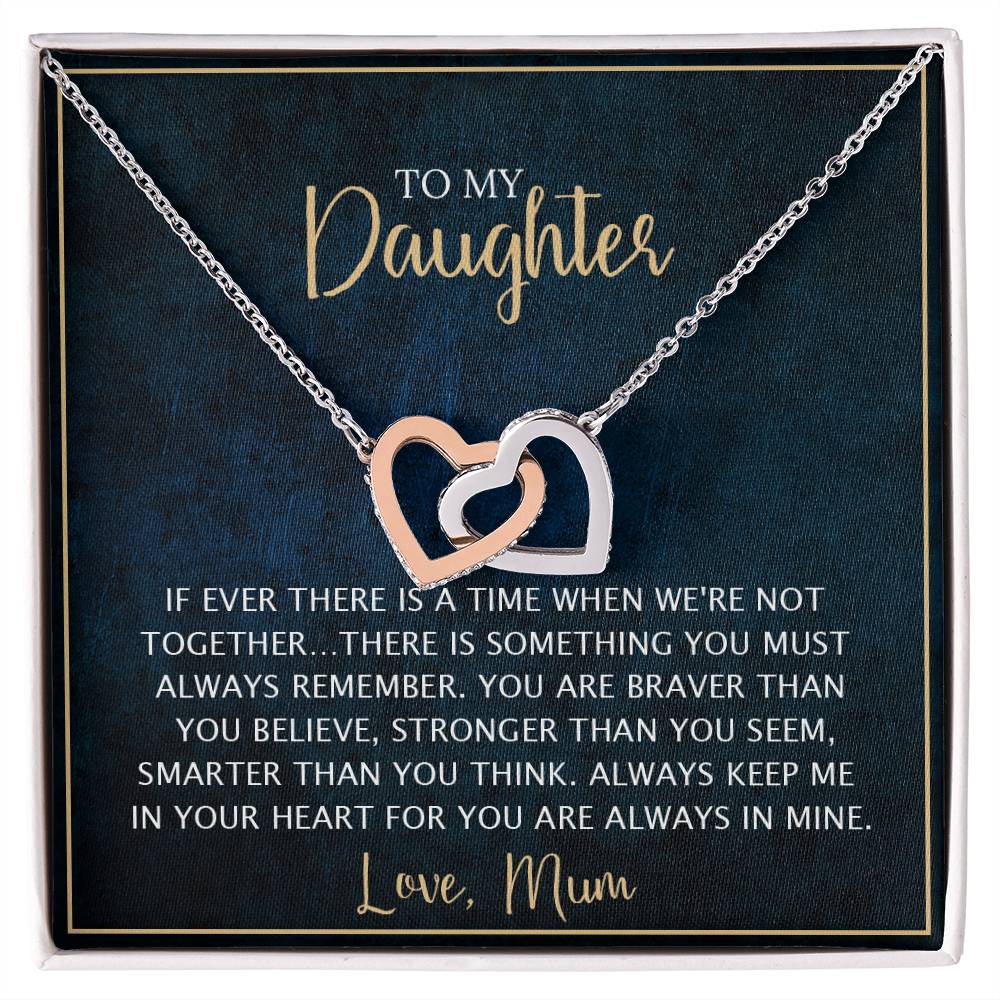To My Daughter - Unique Heart Bonding Necklace Gift Set Interlocking Hearts Necklace