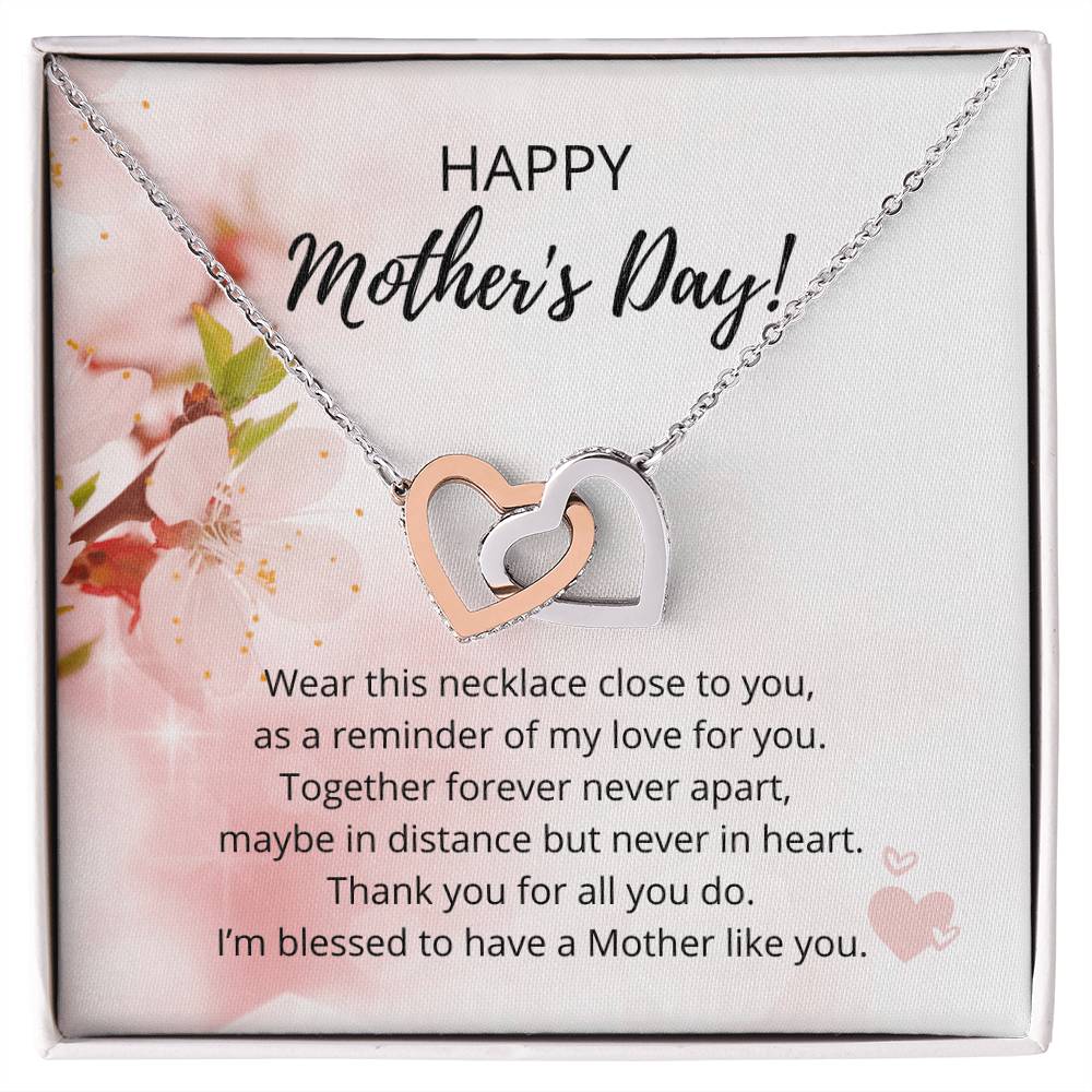 Mother'S Day Interlocking Heart Necklace - 316 Steel With 18K Rose Gold Finish And Cubic Zirconia Stones Interlocking Hearts Necklace