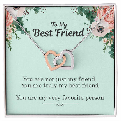 To My Best Friend - My Favorite Person Interlocking Hearts Necklace