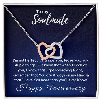 On You'Re Always On My Mind Necklace - Anniversary Gift For Her Interlocking Hearts Necklace