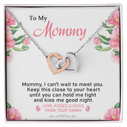 To My Mommy - From Your Tummy - Pregnancy Gift - Mother'S Day Gift - Luxury Necklace Interlocking Hearts Necklace