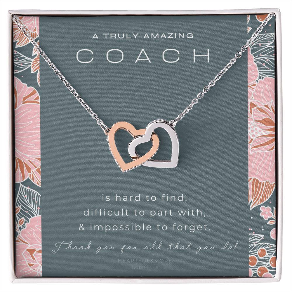 Gymnastics Coach Gift For Women Leaving Gift For Gymnastics Coach To A Truly Amazing Gymnastics Coach Thank You Gift Interlocking Hearts Necklace