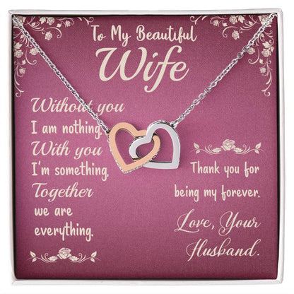 Interlocking Hearts Necklace - To My Beautiful Wife