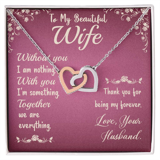 Interlocking Hearts Necklace - To My Beautiful Wife