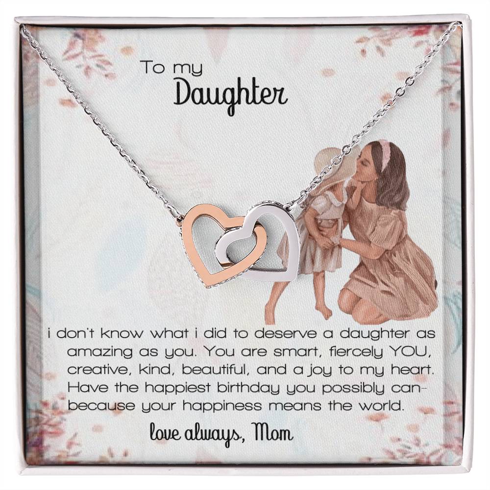 Daughter Gift Interlocking Hearts Necklace Love Always Mom