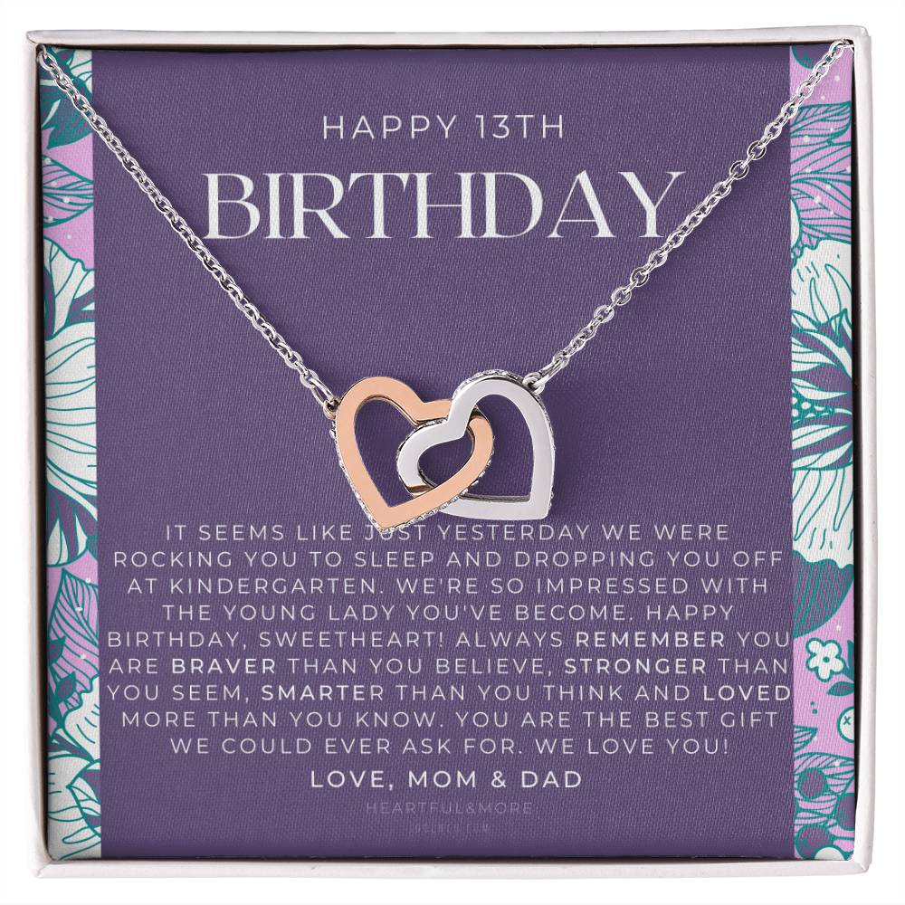 Gift For 13 Year Old Girl Gifts 13Th Birthday Girl 13Th Birthday Gift Thirteenth Birthday Necklace Teen Birthday Gift Official Teenager Interlocking Hearts Necklace