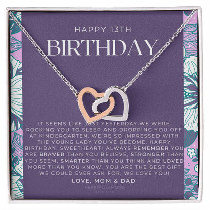 Gift For 13 Year Old Girl Gifts 13Th Birthday Girl 13Th Birthday Gift Thirteenth Birthday Necklace Teen Birthday Gift Official Teenager Interlocking Hearts Necklace