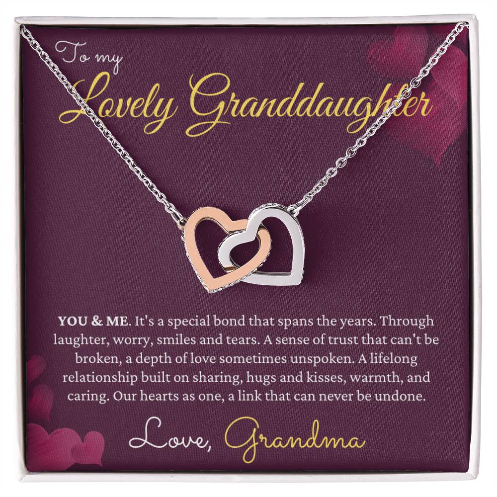 To My Granddaughter Gift From Grandmother Grandma And Granddaughter Necklace Granddaughter Christmas Gift Granddaughter Interlocking Hearts Necklace