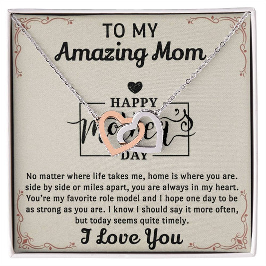 My Amazing Mom Interlocked Together Necklace For Mothers Day Interlocking Hearts Necklace