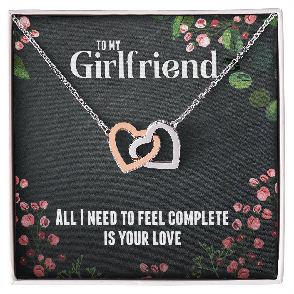 For Girlfriend Interlocking Hearts Necklace - All I Need Is Your Love