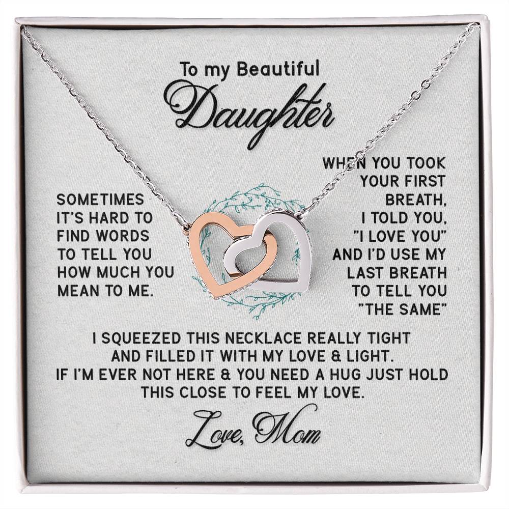To My Beautiful Daughter Necklace From Mum To Daughter Necklace For Daughter Birthday Birthday Necklace Birthday Gifts Gift For Daughter Interlocking Hearts Necklace