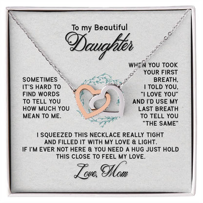 To My Beautiful Daughter Necklace From Mum To Daughter Necklace For Daughter Birthday Birthday Necklace Birthday Gifts Gift For Daughter Interlocking Hearts Necklace
