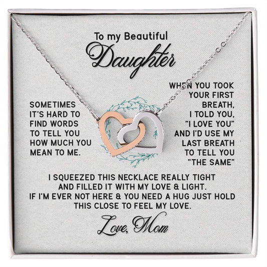 To My Beautiful Daughter Necklace From Mum To Daughter Necklace For Daughter Birthday Birthday Necklace Birthday Gifts Gift For Daughter Interlocking Hearts Necklace
