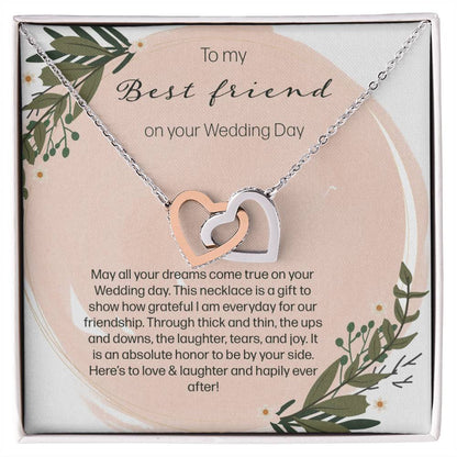 To My Bestfriend On Her Wedding Day - Leaf Interlocking Hearts Necklace