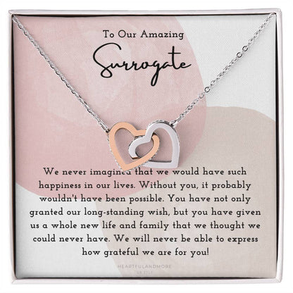 Surrogate Appreciation Gift Surrogate Gift Surrogate Gift With Message Card Surrogate Transfer Day Thank You Gift Interlocking Hearts Necklace