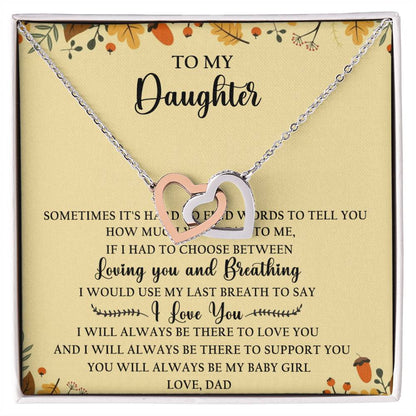 To My Daughter Interlocking Hearts Necklace Message Card