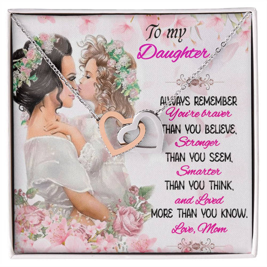 Mother Daughter Necklace Interlocking Hearts Necklace For Daughter To My Daughter Message Card Necklace