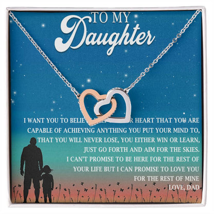 To My Daughter Interlocking Hearts Necklace Message Card