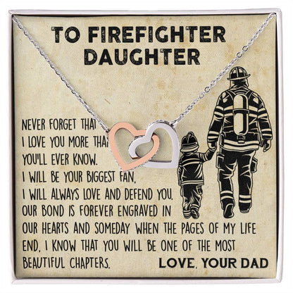 Firefighter Daughter Gift To Firefighter Daughter Gift From Dad Firefighter Daughter Necklace Interlocking Hearts Necklace