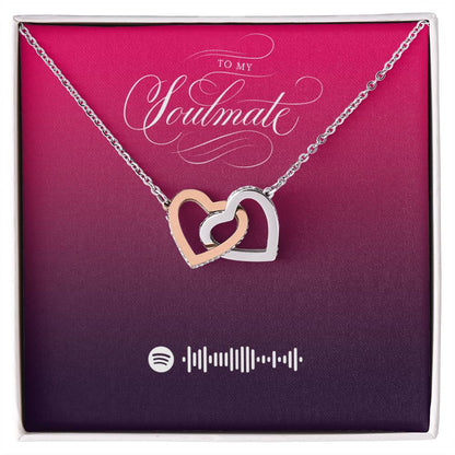 Soulmate Personalized Spotify Code Necklace - Kpop Fan Gift - Unique Valentines Day Gift For Her Interlocking Hearts Necklace