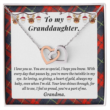 Christmast Gift To Granddaughter - Your Love Shines Through For All To See I Feel So Proud You’Re A Part Of Me. Interlocking Hearts Necklace