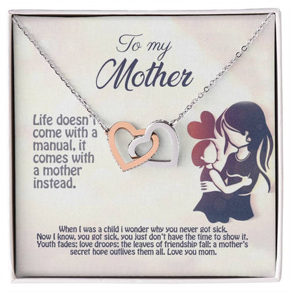 Life Doesn'T Come With A Manual It Comes With A Mother Interlocking Hearts Necklace
