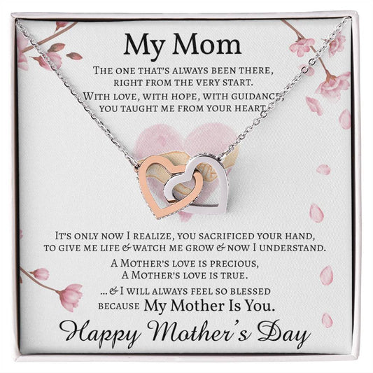 Mother'S Day Gift Necklace Message Card Gift Necklace For Mom Double Hearts Necklace For Mom Interlocking Hearts Necklace