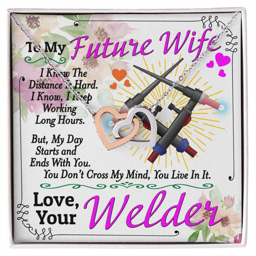 Welder'S Future Wife - Interlocking Heart Necklace Interlocking Hearts Necklace