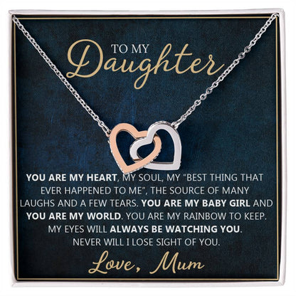 To My Daughter - You Are My Everything Unique Interlocking Heart Necklace Gift Set Interlocking Hearts Necklace