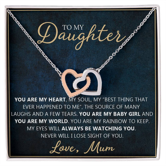 To My Daughter - You Are My Everything Unique Interlocking Heart Necklace Gift Set Interlocking Hearts Necklace