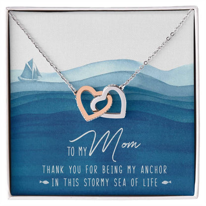 To My Mom Interlocking Hearts Necklace Message Card