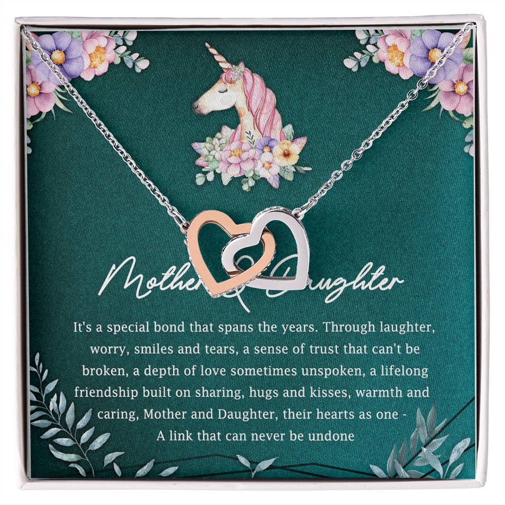 Mother And Daughter Their Hearts As One Interlocking Hearts Necklace Mother'S Day Message Card