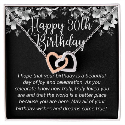 Happy Birthday 30 Year Old 1 Interlocking Hearts Necklace