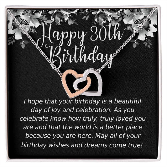 Happy Birthday 30 Year Old 1 Interlocking Hearts Necklace