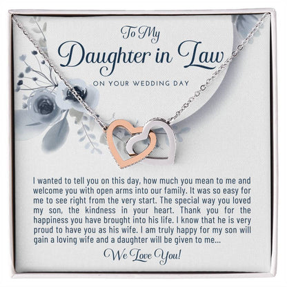 Daughter In Law Gift From Mother In Law Bride Gift From Mother Of The Groom Wedding Day Gift Bride Necklace Gift Welcome Jewelry Gift Interlocking Hearts Necklace