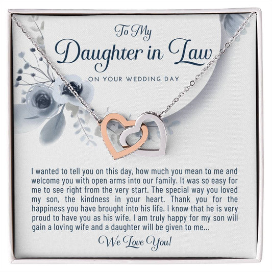 Daughter In Law Gift From Mother In Law Bride Gift From Mother Of The Groom Wedding Day Gift Bride Necklace Gift Welcome Jewelry Gift Interlocking Hearts Necklace