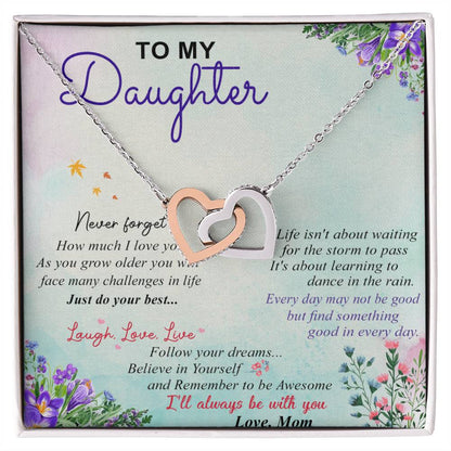 To My Daughter - Interlocking Hearts Necklace