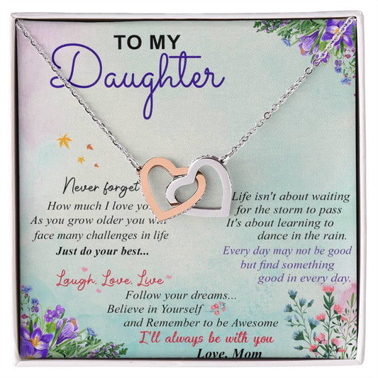To My Daughter - Interlocking Hearts Necklace