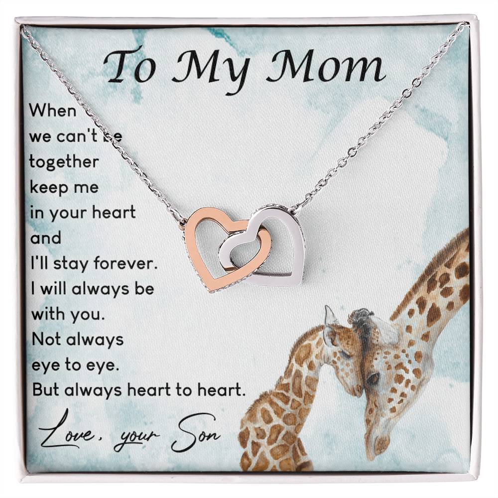 To My Mom Interlocking Hearts Necklace Message Card
