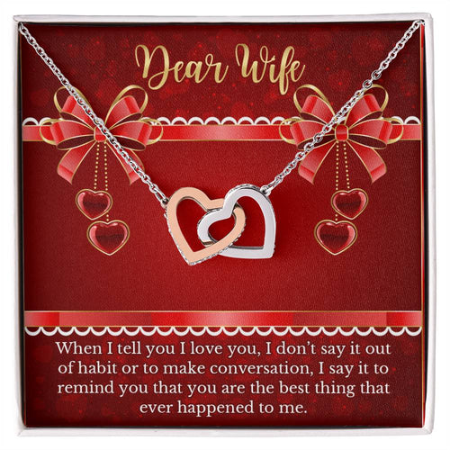 Gift For Wife - Anniversary Gift For Soulmate Interlocking Hearts Necklace